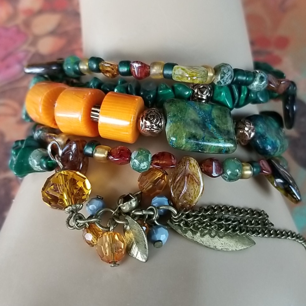 NWT Semi-precious Stone Beaded Wrap Bracelet - Picture 16 of 16